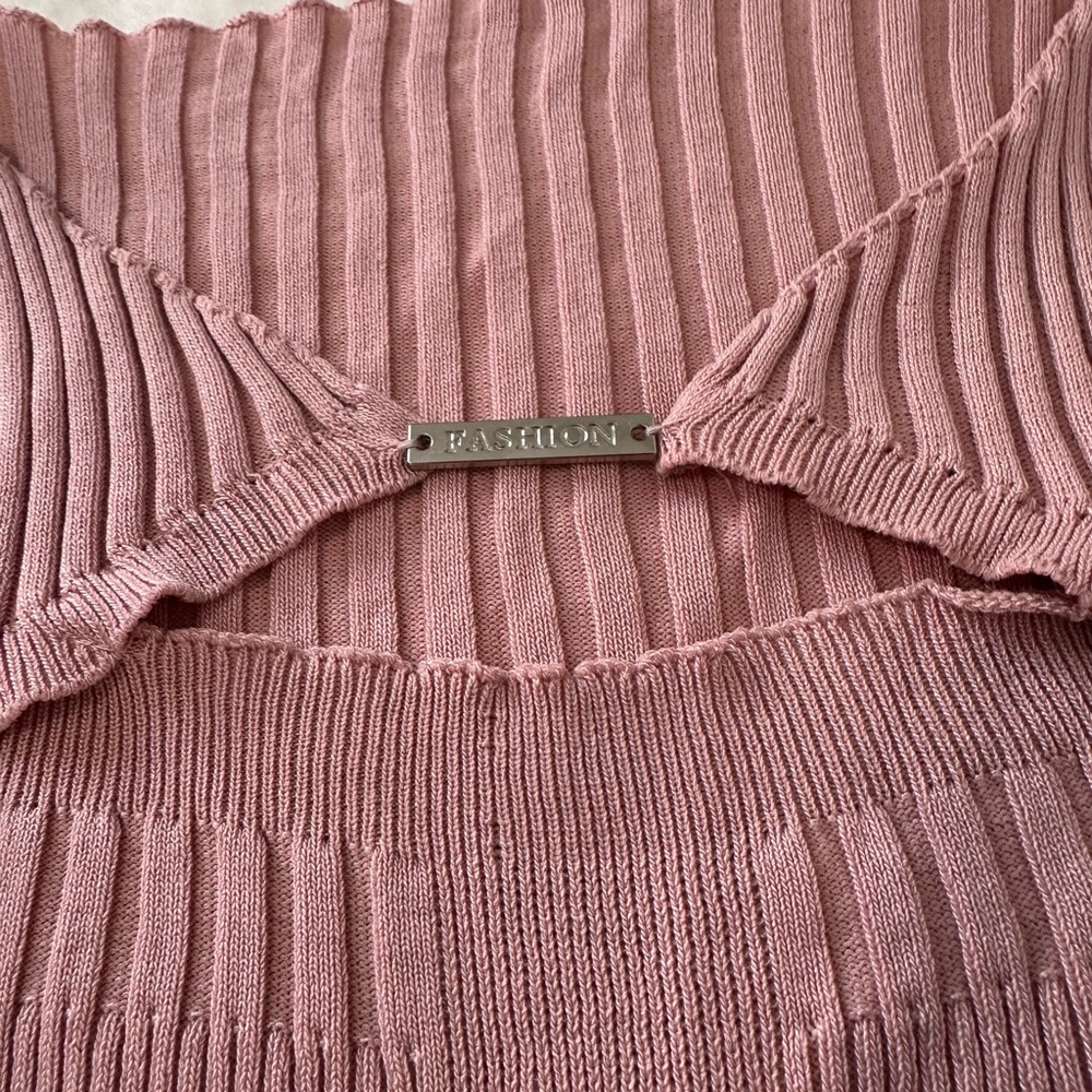 Pink Ribbed Women's Sweater - Picture 3 of 5